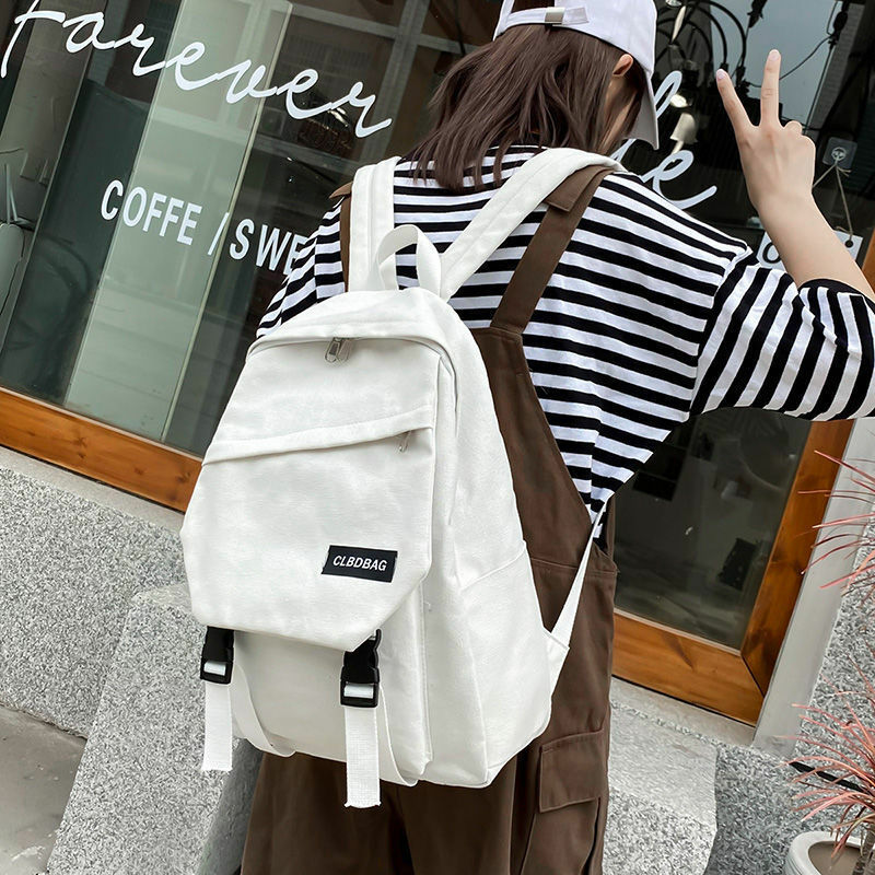 قماش المرأة حقيبة الصيف حقيبة مدرسية النسخة الكورية من Harajuku Ulzzang ظهره Ins الرياح حقيبة ظهر بسعة كبيرة