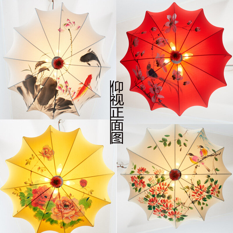 جديد الصينية الثريا رسمت باليد النسيج العتيقة إناء/ قدر مطعم مظلة مصباح الشاي البيت مطعم B & B مصباح للزينة