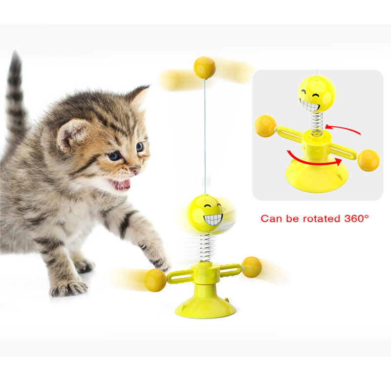 New Spring Man Turn Cat Educational Toy Turntable Teasing Cat Stick Windmill Toys InteractiveTree Pet Products Accessories Pet