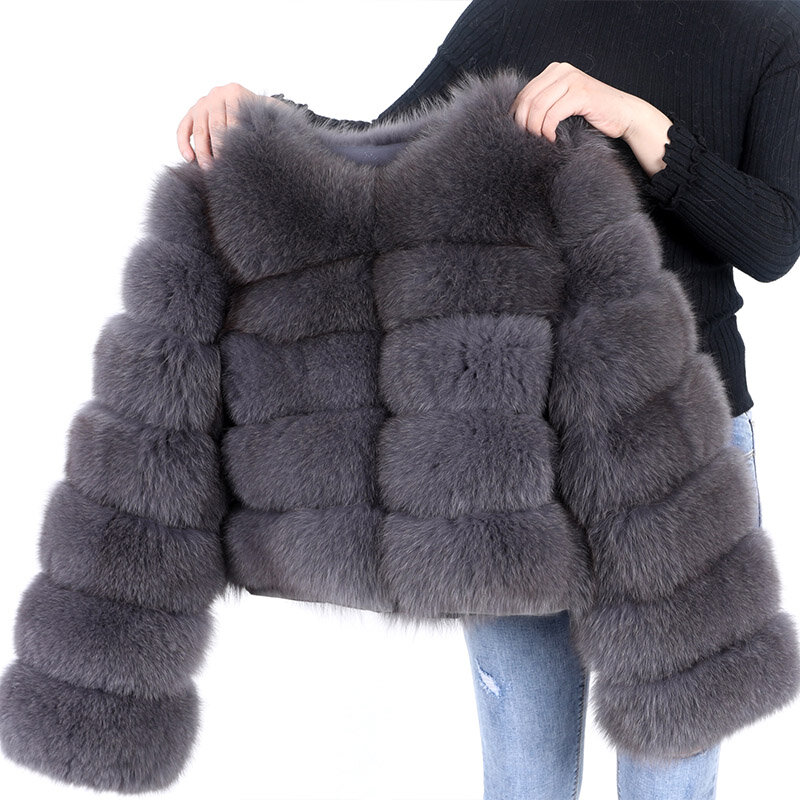 Fashion New Natural Real Fox Fur Coat For Women Warm Thicken Solid Vest Jackets Winter Women's Slim Overcoats Sleeve Removal