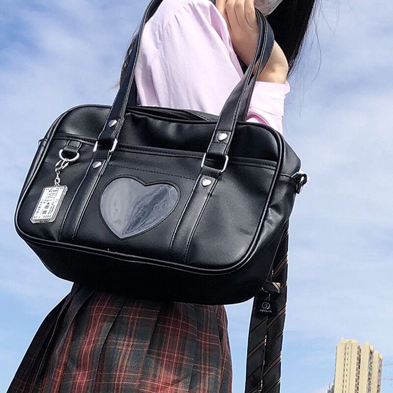 اليابانية JK حقيبة الكتف خفيفة الوزن فتاة عادية لوليتا حقيبة يد الأمتعة سعة كبيرة حمل موضة طالب بولي PU حقيبة مدرسية