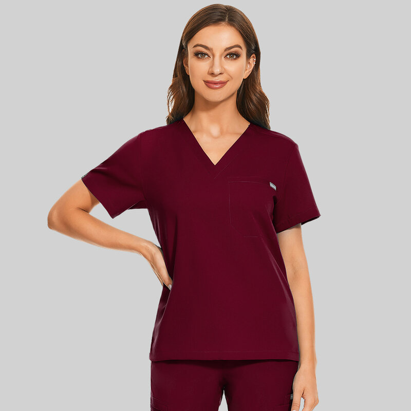 Scrub Uniforms V Neck Scrubs Tops For Women Unisex Operating Room Uniform Medicalschool Clothes Nurse Blouse Nurse Accessories