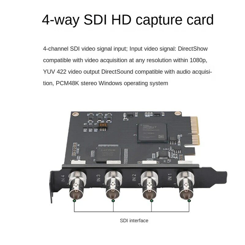 4-Way SDI فيديو بطاقة التقاط الصوت والفيديو HD 1080P 60 مدير مؤتمر الفيديو Pcie المدمج في التقاط مباشر