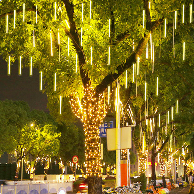 شمسي LED نيزك دش سلسلة أضواء في الهواء الطلق قطرة المطر الجنية مقاوم للماء لحفلات عيد الميلاد حديقة عطلة زينة 2023