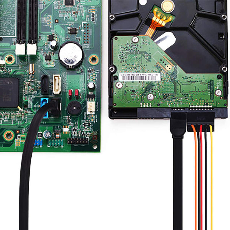 12-حزمة كابل بيانات SATA 90 درجة الزاوية اليمنى SATA III 6.0 Gbps كابل أسود مع قفل كابل SATA لمحركات الأقراص الصلبة SSD CD DVD
