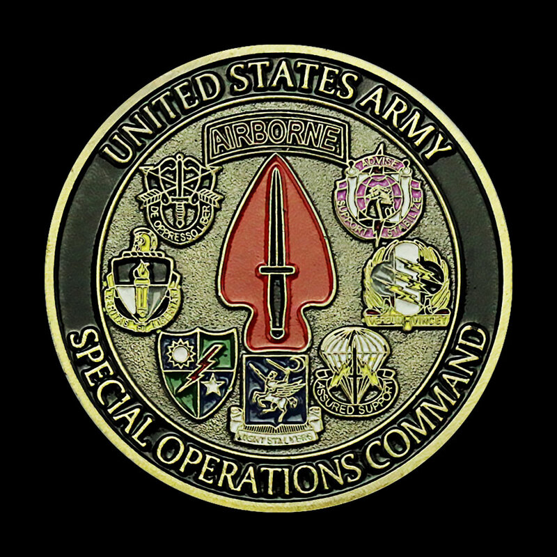 جيش الولايات المتحدة قيادة العمليات الخاصة تذكارية عملة برونزية مطلي التحدي عملة المشجعين العسكرية تحصيل عملة