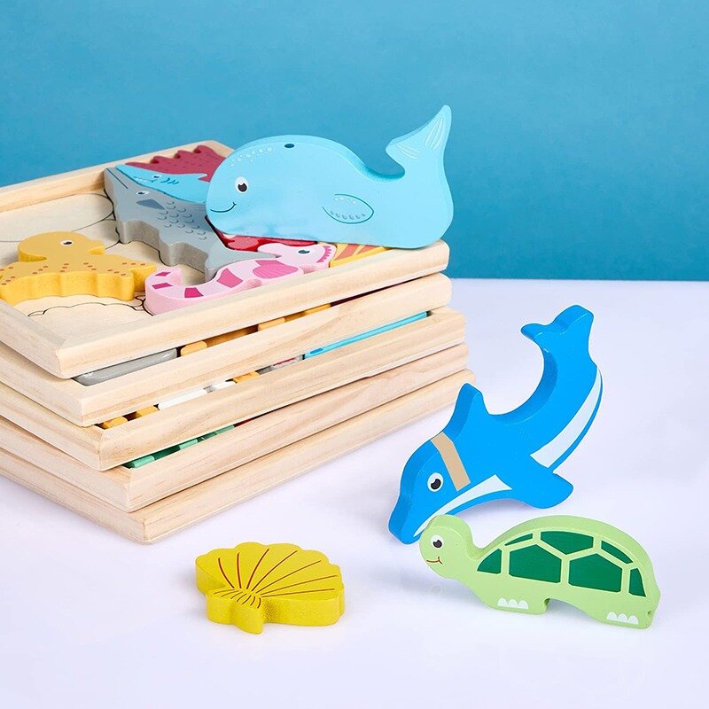 الألغاز الخشبية للأطفال البالغين ألعاب الحيوان ألعاب خشبية تعلم التعليم البيئي تجميع لعبة ألعاب تعليمية جديدة