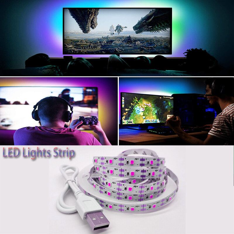 1-10 متر LED أضواء قطاع 5 فولت USB أحادية اللون ضوء مع أبيض أحمر أزرق أخضر دافئ أبيض مناسبة لغرفة التلفزيون سطح المكتب الديكور