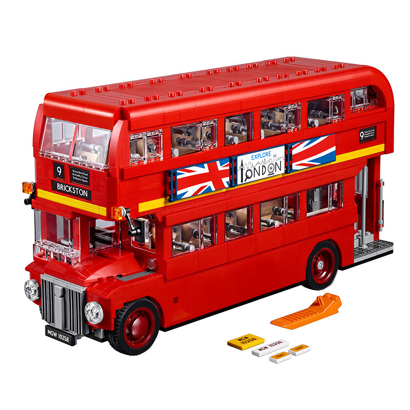 لندن ذات الطابقين حافلة اللبنات الطوب اللعب عدة نموذج 1711 قطعة 10258 21045