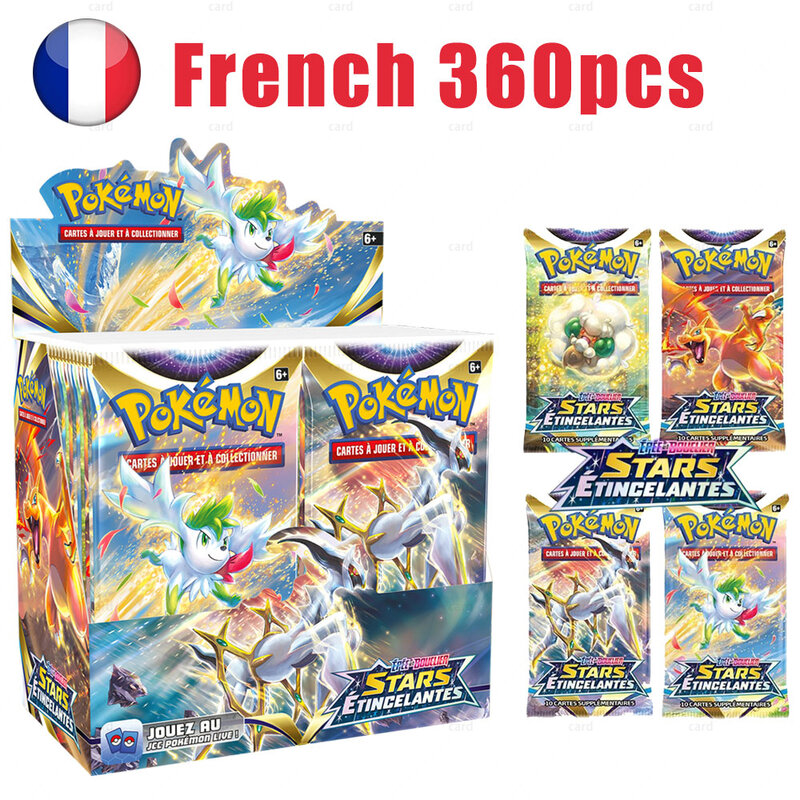 2022 بطاقات البوكيمون الفرنسية الجديدة 360 قطعة Pokémon TCG: السيف والدرع بريليانت ستار الداعم صندوق العاب اوراق التداول مجموعة لعبة