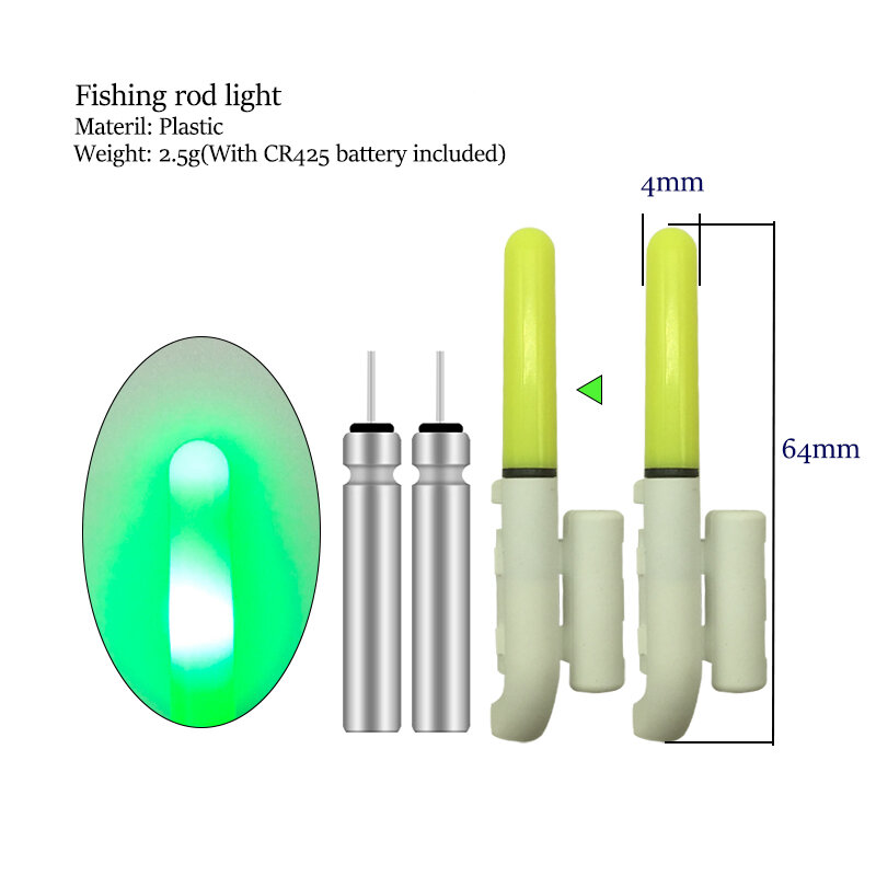 2 قطعة مصباح الصيد مضيئة توهج عصا 2 CR425 مقاوم للماء الإلكترونية توهج عصا البحر المحيط مصباح الصيد قضيب كهربائي عصا ضوء