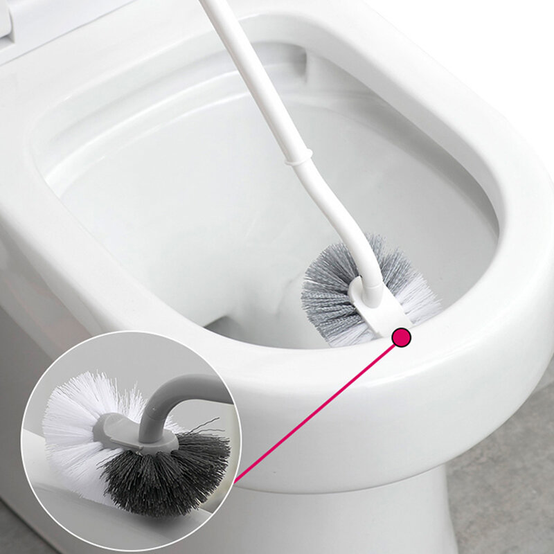المنزل الحمام المحمولة منحني مقبض طويل فرشاة المرحاض فرشاة لينة S-شكل الكوع سهلة لتنظيف الزاوية فرشاة التنظيف العميق #3