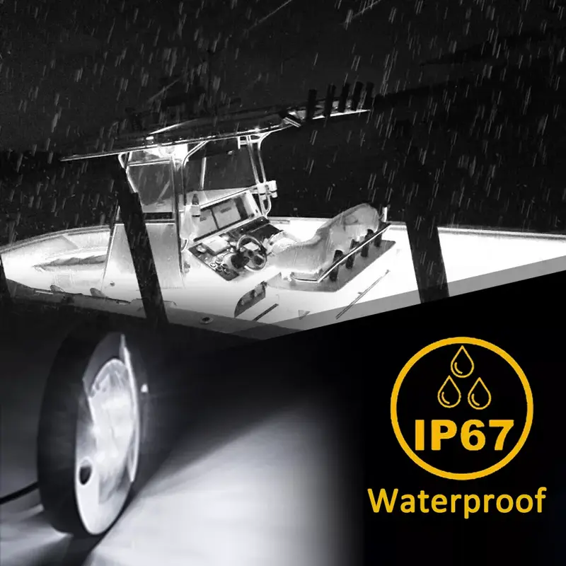 IP67 تيار مستمر 12 فولت مقاوم للماء مركبة بحرية Transom LED ستيرن ضوء 5,500-6,300K مستديرة الباردة مصباح ليد خلفي يخت علامة إكسسوارات مضيئة