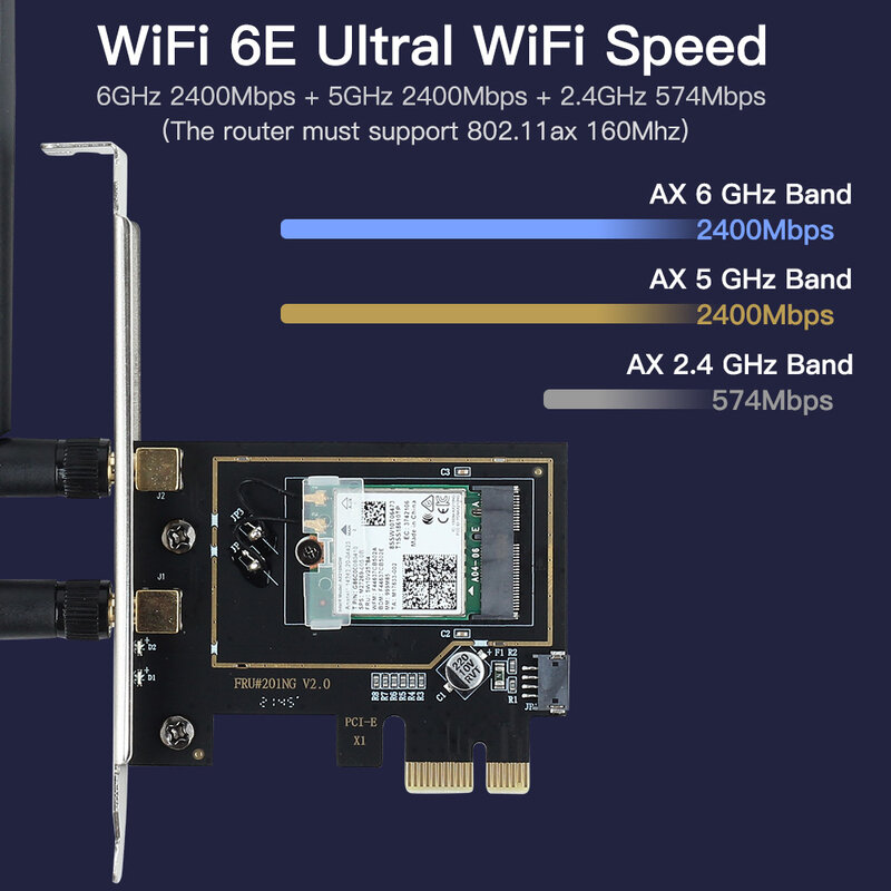5374Mbps WiFi 6E إنتل AX210 2.4G/5G/6Ghz بكيي اللاسلكية WiFi محول بلوتوث 5.3 802.11AX WiFi6 شبكة واي فاي بطاقة PC Win10/11