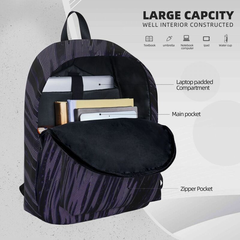 الأرجواني الداكن خطوط ثلاثية الأبعاد 3 البعد حقائب باردة 2022 Mochila شولدر حقيبة الظهر الإناث الحقائب المدرسية #5