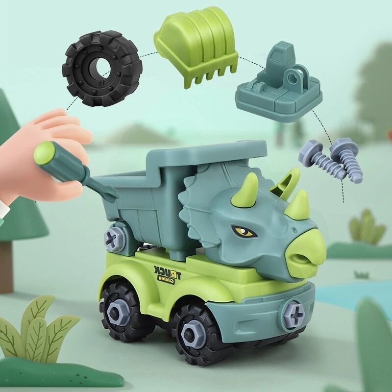 سيارة لعبة الديناصورات النقل سيارة ديناصور الهندسة شاحنة يمكن تجميعها وتفكيكها لعب هدايا للأطفال