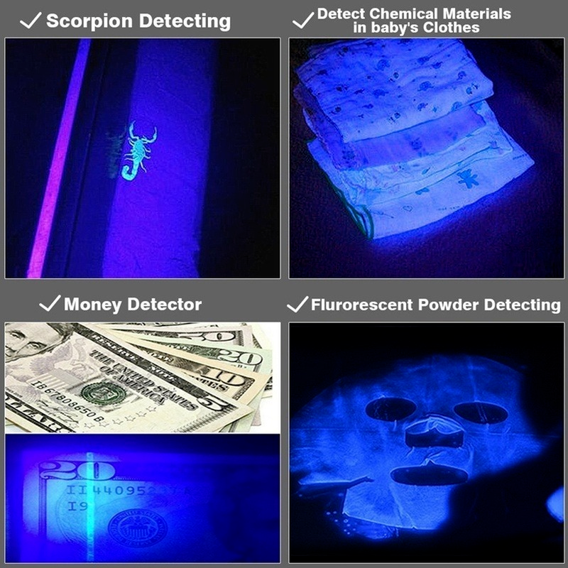 LED Flashlight Purple Light Torch Ultra Violet Light UV 365 & 395 Fluorescent Agent Detection Mini UV Light with Zoom Function #3