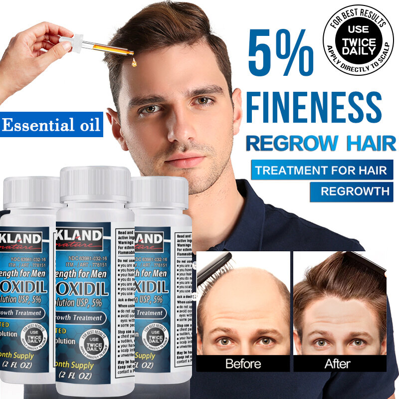 KlRKLAND نمو الشعر جوهر مع 5% المكونات النشطة ، حل خارجي للرجال تساقط الشعر وتجديد الشعر (6*60 مللي)