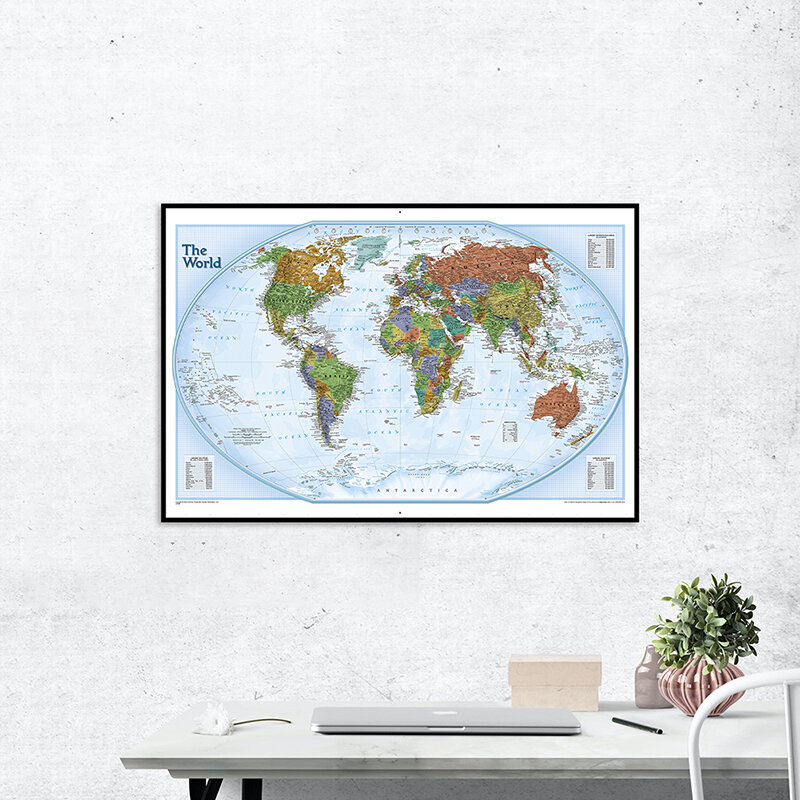 84x59 سنتيمتر منتظم خريطة العالم بدون العلم الوطني اللوحة الفن خلفية القماش غرفة المعيشة المنزلي الديكور اللوازم المكتبية