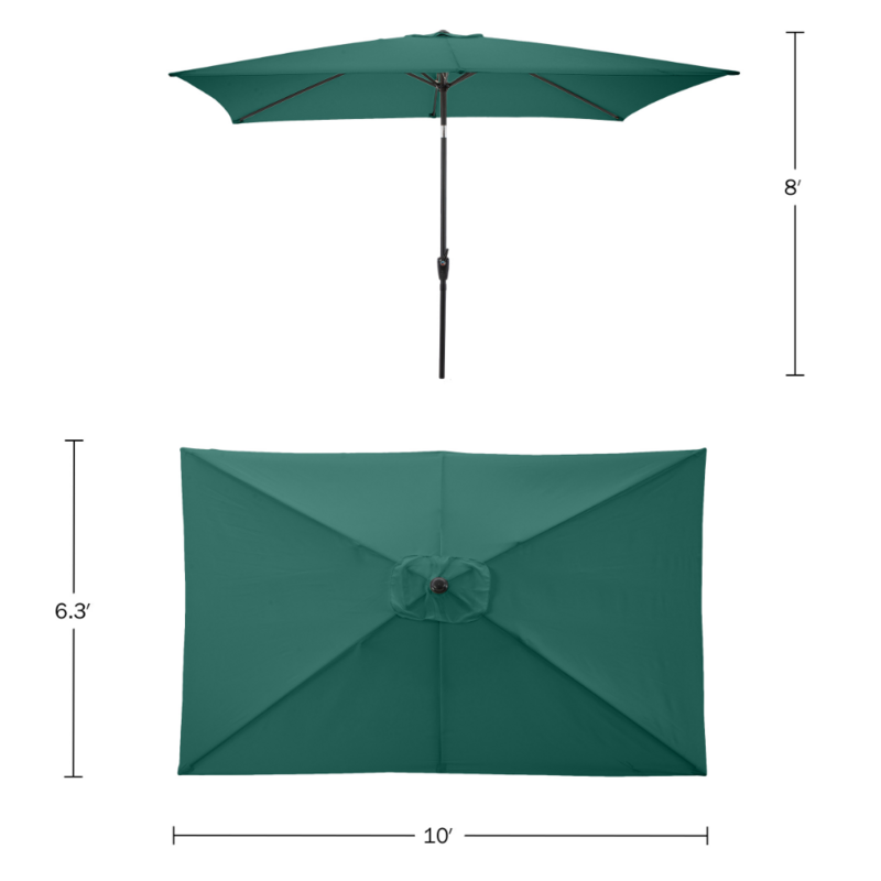 10 'مظلة فناء مستطيلة مع إمالة زر الضغط ، أخضر