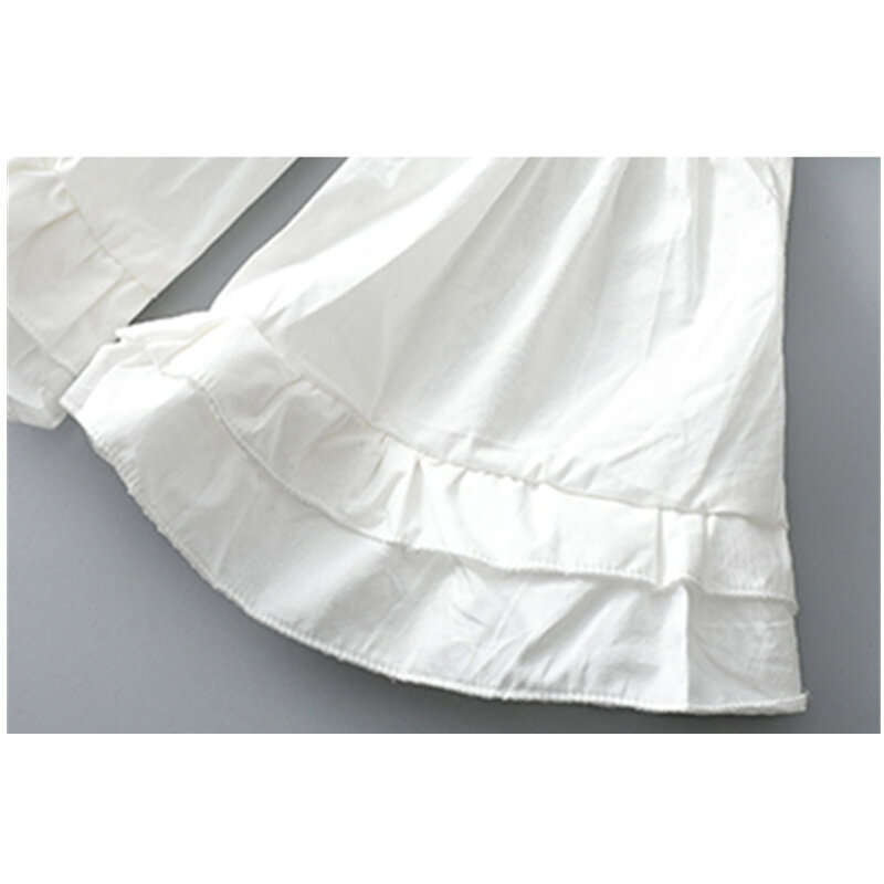 قصيرة مشد الخصر قمصان بيضاء المرأة الربيع الصيف تصميم جديد ساحة طوق فقاعة كم القوس بلوزة الإناث بلايز المحكمة نمط