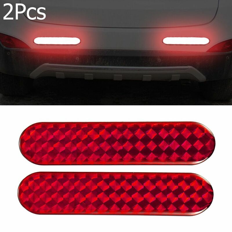 2Pcs Sign Night Lamp Alarm Red Car Reflective Strips Warning Tape Door Sticker Safety Mark