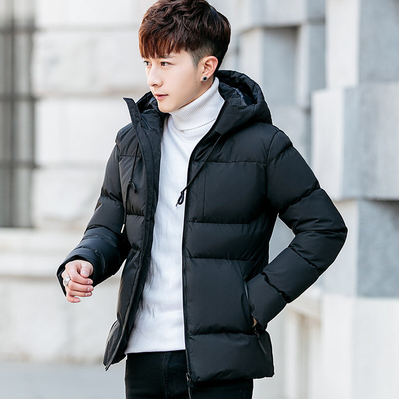 2021 new slim-fit cotton coat men's winter thickening warm and cold-proof jacket trend hooded youth casual parka casual jacket