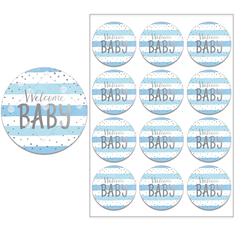 Welcome Baby Boy Stickers Labels Cute Little One Elephant Decor Stickers Welcome New Born Gender Reveal Baby Shower Decor #5