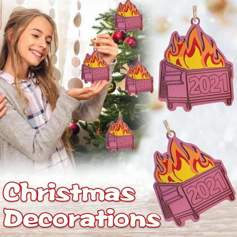 Christmas Christmas Fire Ornaments 1PC Tree Wooden Dumpster Decorations Listing Christmas Ornaments Tree Home Hanging Wall Decor
