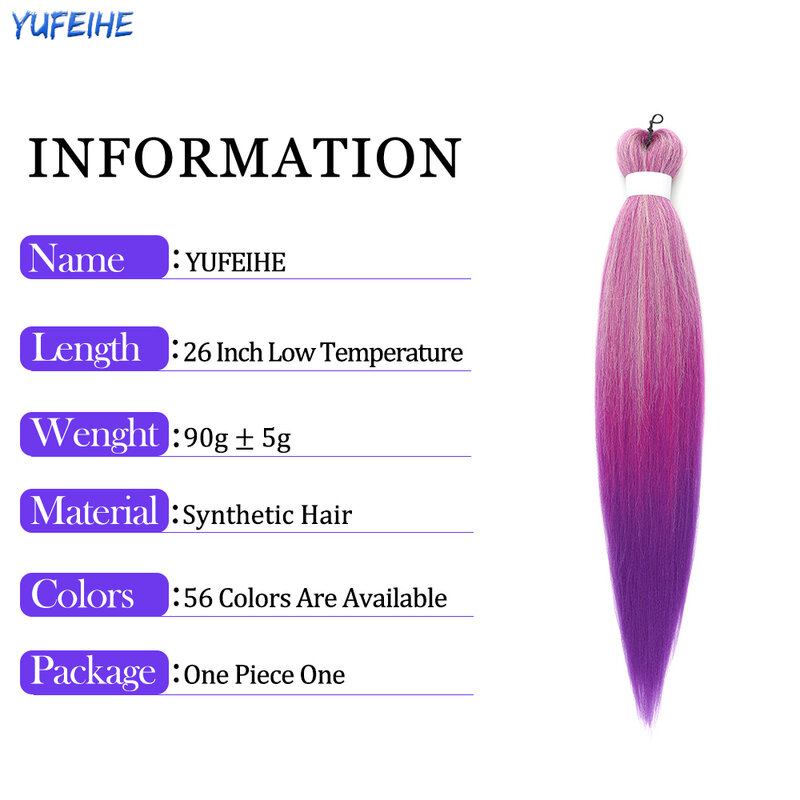 Pre Stretched Easy Braiding Hair Synthetic Hair Jumbo Braids Crochet Hair Extensions Purple Ginger Black 24 26 Inches For Women