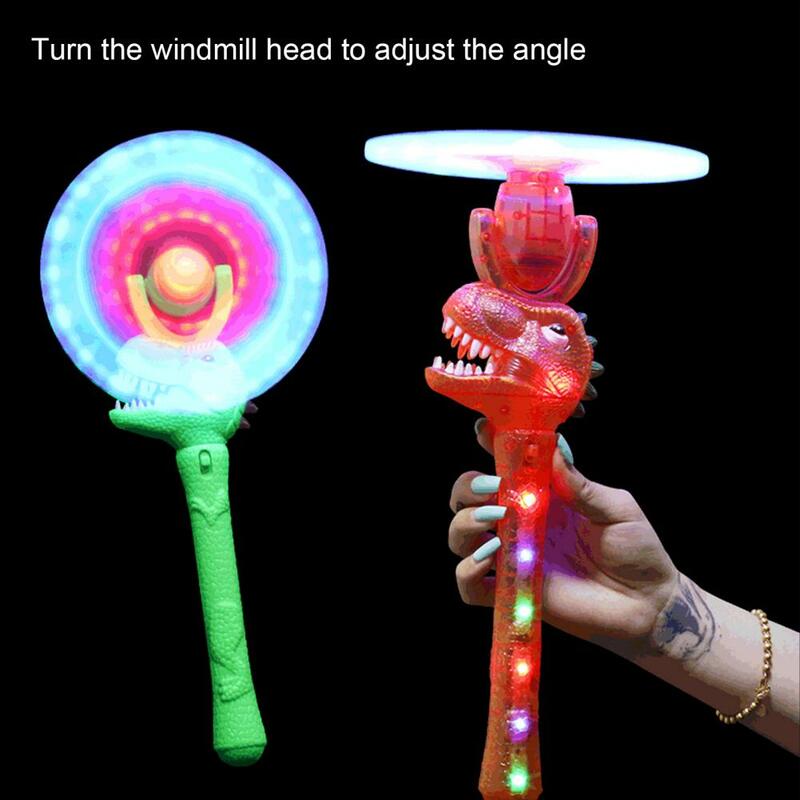 مضحك LED متوهجة الموسيقية قوس قزح الغزل لعبة الطاحونة الهوائية قابل للتعديل مصباح ليد متابعة طاحونة الكرتون الحيوان للأطفال