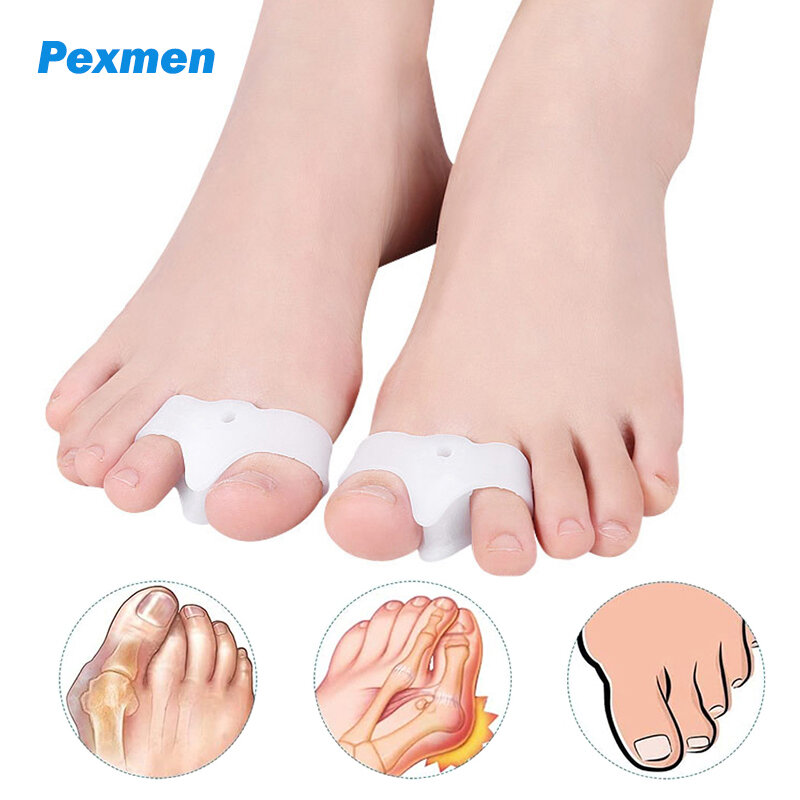 Pexmen 2 قطعة فواصل تو مع 2 الحلقات لينة جل الورم المصححين ل متداخلة أصابع الورم الإغاثة تو الفواصل للأقدام