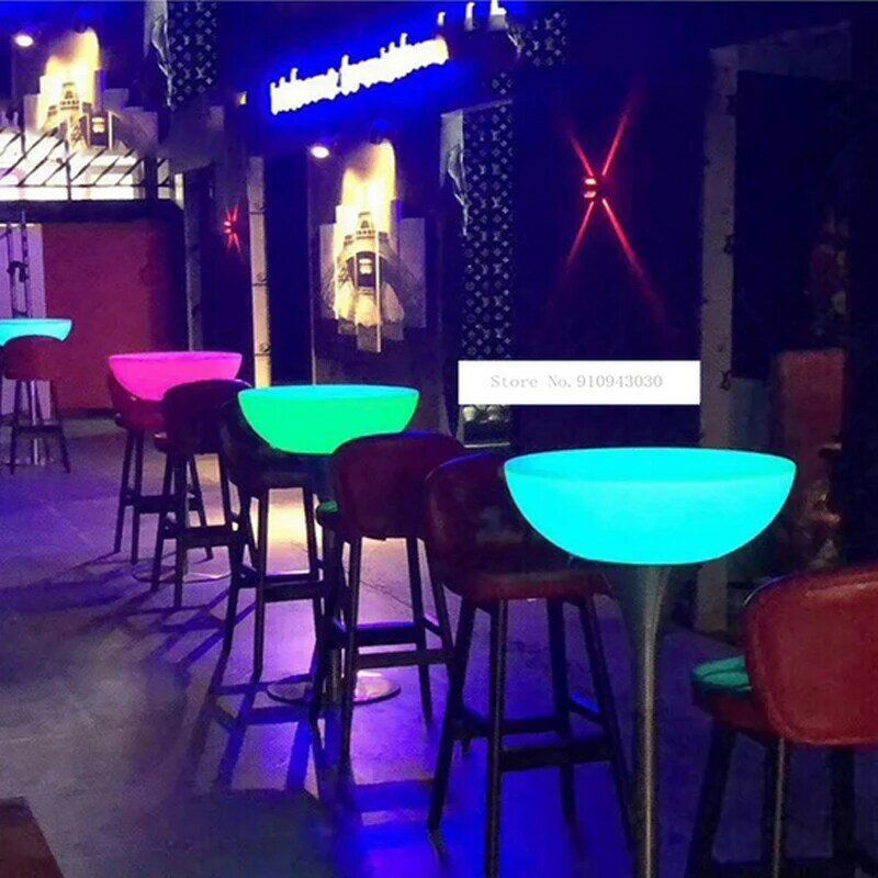 Led طاولة بار مضيئة بسيطة مستديرة عالية القدم الإبداعية كوكتيل طاولة بار ليلة نادي مقهى الأثاث الإضاءة الإبداعية