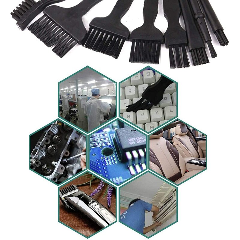 16 Portable Plastic Handle Anti Static Brushes Small Spaces Cleaning Brushes Computer Keyboard Cleaning Brush Kit Black