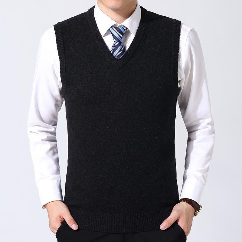 New Fashion Designer Brand Sweater V-neck Large Size Pullover Knitted Vest Men Wool Sleeveless Autum Casual Men Clothing C07