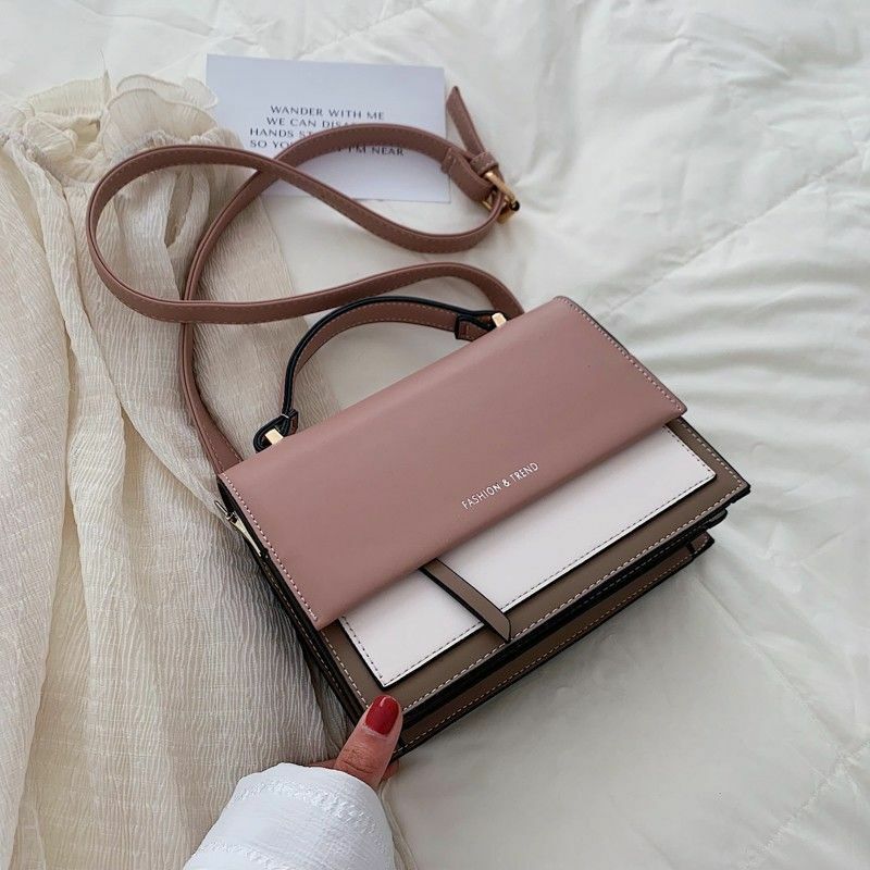 Autumn and Winter Fashion New Small Square Bag Shoulder Bag Simple PU Material Sweet Messenger Bag