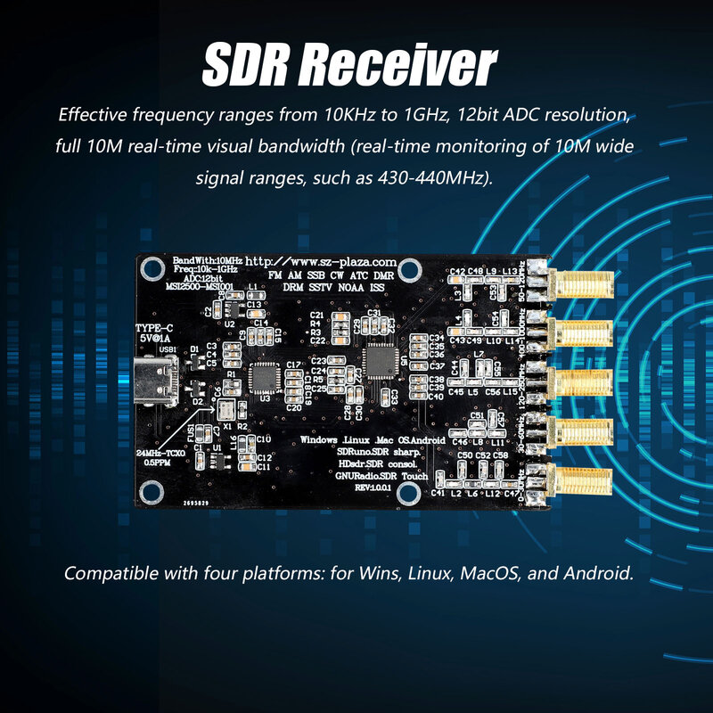 جهاز استقبال RSP1 Msi2500/001 SDR تردد 10 كيلو هرتز-1 جيجا هرتز جهاز استقبال راديو وحدة 12 بت دائرة دقة ADC إفعلها بنفسك ملحقات إلكترونية