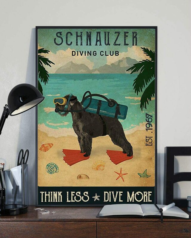 لافتة تشات Schnauzer نادي الغوص المشارك طباعة جدار الفن ملصق كلاسيكي خمر المعادن تسجيل 12x16 بوصة