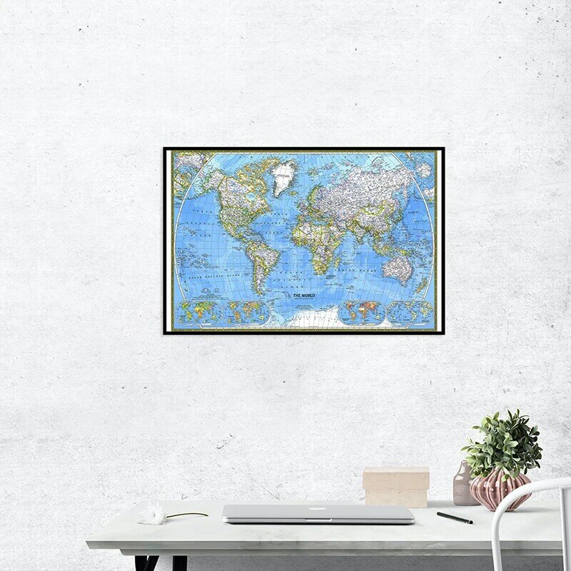 1 قطعة خريطة العالم (1981) 90*60 سنتيمتر خريطة أفقية للعالم ورقة اللوحة ديكور المنزل الجدار ملصق القرطاسية اللوازم المكتبية المدرسية