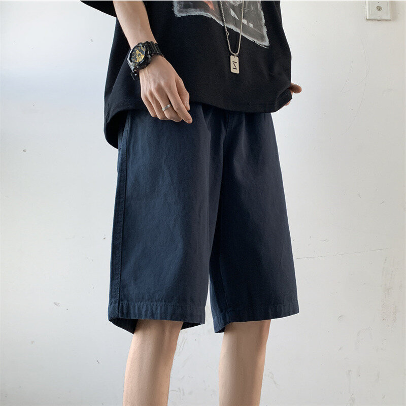 Summer 3 Color Cotton Shorts Men's Fashion Casual Shorts Mens Japanese Streetwear Loose Hip Hop Straight Shorts Men M-2XL #5