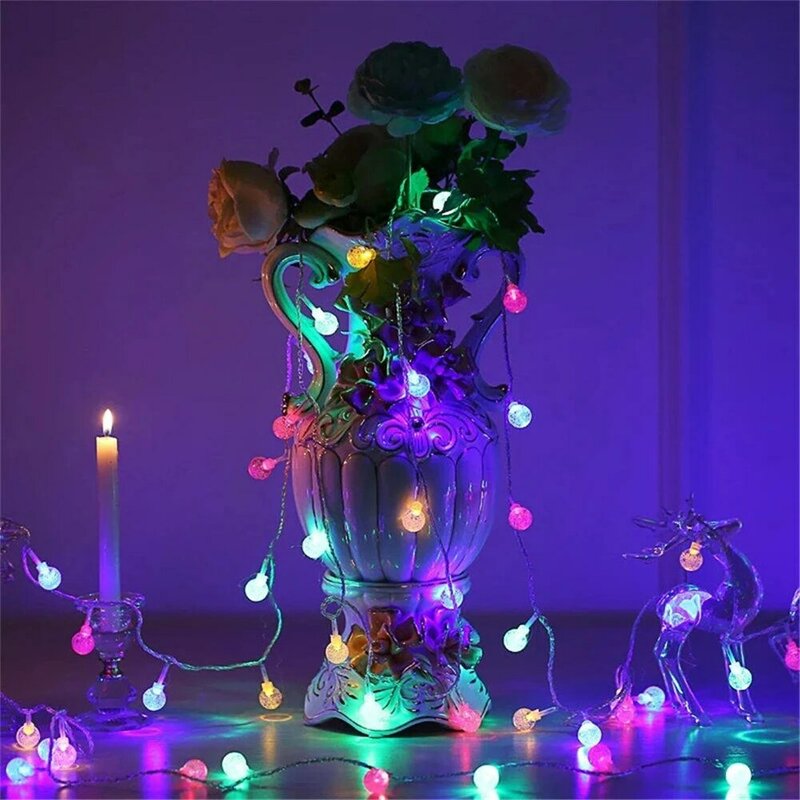 LED كريستال الكرة سلسلة أضواء USB الزجاج كرة فقاعات الجنية جارلاند مصباح لعيد الميلاد الزفاف مهرجان ديكور حفلات النوم