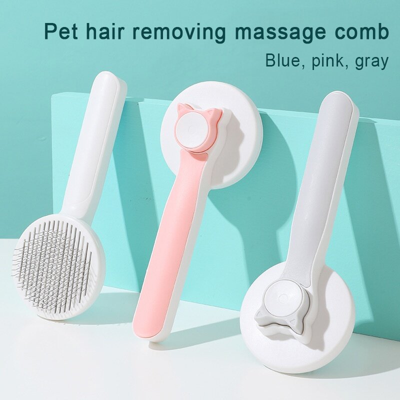 Pet Cat Brush Dog Comb Hair Emoval Self Cleaning Comb for Cats Dog Grooming Combs Clean Shedding Brush Dog Cat Accessories #4