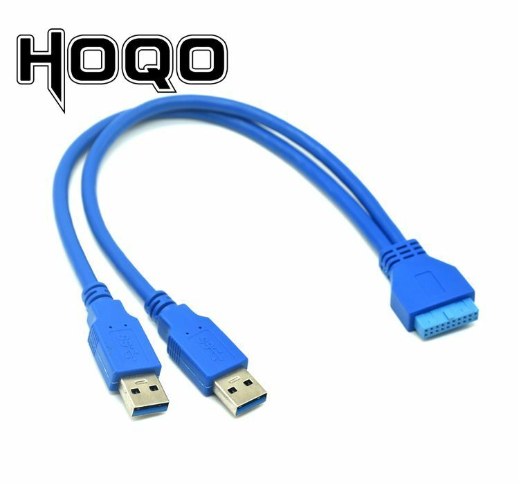 USB3.0 Dual USB A male to Motherboard Mainboard 20Pin Cable 2*USB A to 19 Pin USB Extension cable 50cm 20Pin to USB 3.0 cable