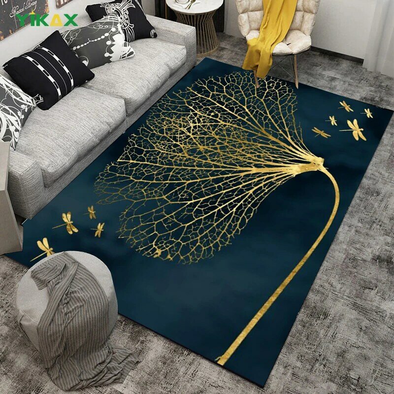 سجاد لغرفة المعيشة بلون ذهبي وأزرق على شكل فراشة من الشمال سجاد فني لأرضية غرفة النوم سجادة للعب في الردهة حصيرة حمام ديكور للغرفة