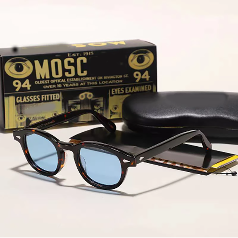 الرجال السيدات جوني ديب Lemtosh الاستقطاب النظارات الشمسية الفاخرة العلامة التجارية خمر خلات إطار حافظة جلدية عالية الجودة
