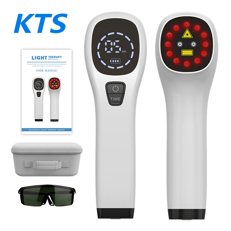 جهاز KTS 2x808nm للعلاج بالليزر لتخفيف آلام الجسم آلة الظهر الرقبة المعصم مع نظارات واقية 650nm الضوء الأحمر 2600mAh