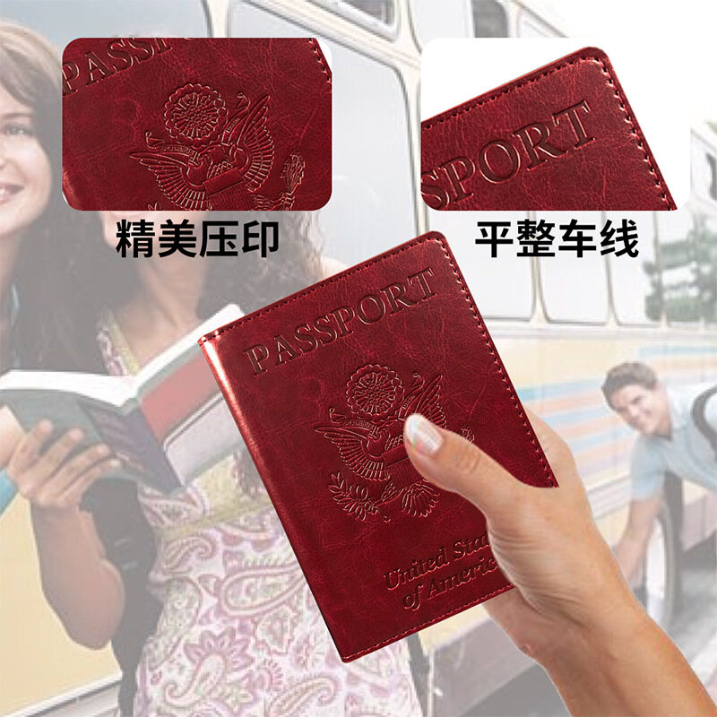 الولايات المتحدة الأمريكية السفر جواز سفر غطاء حامل المحفظة وثيقة تذاكر الهواء المنظم بولي Leather الجلود الولايات المتحدة جواز السفر حامي