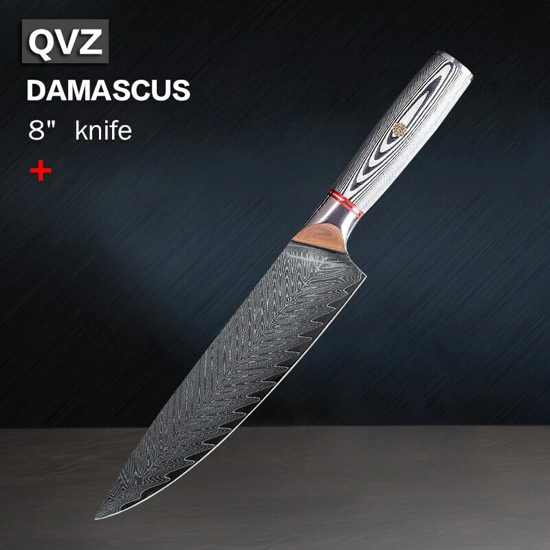 QVZ VG10 اليابانية دمشق الفولاذ المقاوم للصدأ 67 طبقات اليابانية دمشق سكاكين المطبخ أدوات الشيف المهنية · صندوق هدايا كبار