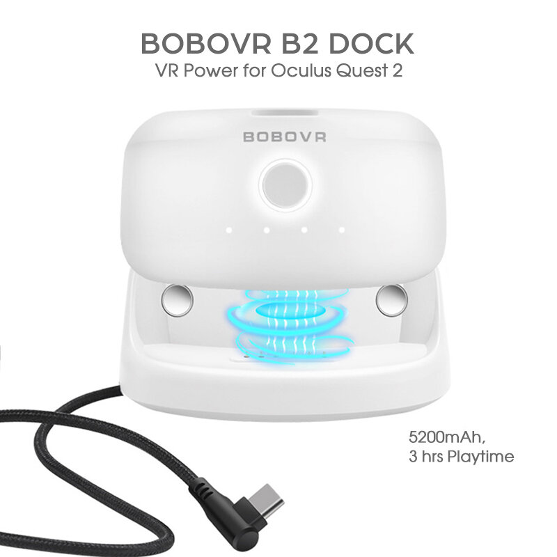 BOBOVR B2 Dock 5200mAh بطارية حزمة ل كوة Quest2/كويست برو ل PICO4 VR تعزيز 3 ساعات اللعب متوافق مع النخبة حزام