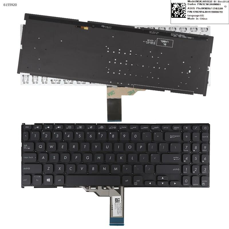 لوحة مفاتيح الكمبيوتر المحمول الولايات المتحدة لشركة آسوس Vivobook X512UF S512 S512DA S512FA S512FL الأسود الخلفية